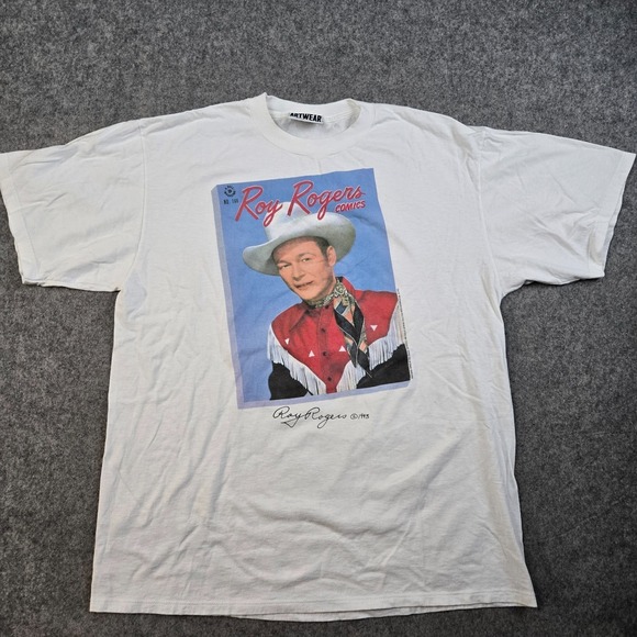 American Vintage Other - Vintage Roy Rogers Shirt Mens Large White 90s Artwear Cowboy Comics Western USA